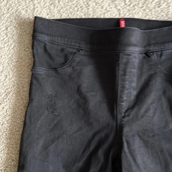 Spanx distressed black jean-ish shapewear raw hem Black Jeggings Jeans Large - Picture 10 of 11